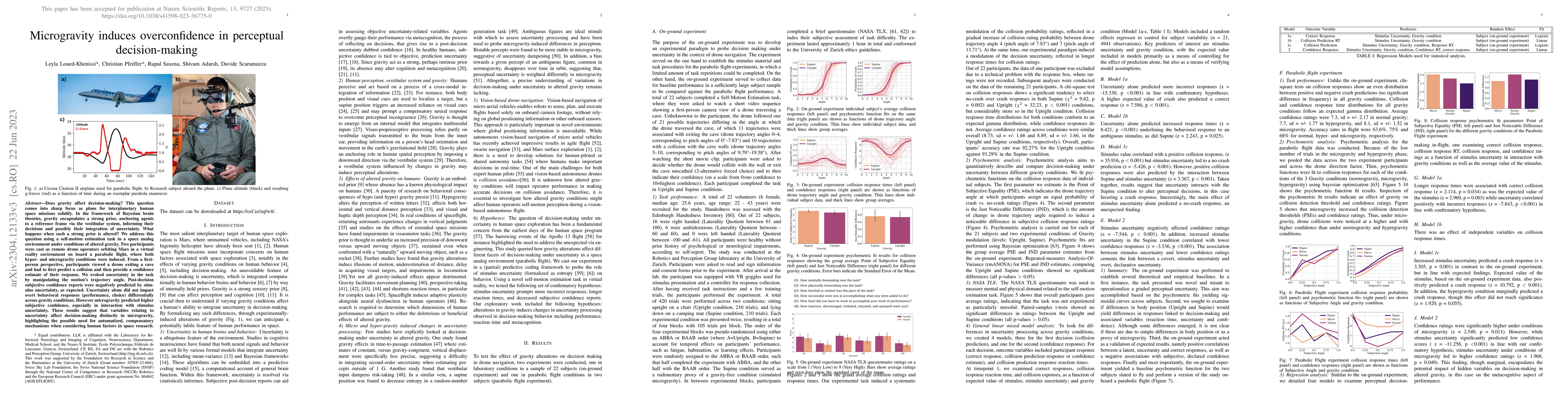 Thumbnail for Microgravity induces overconfidence in perceptual decision-making