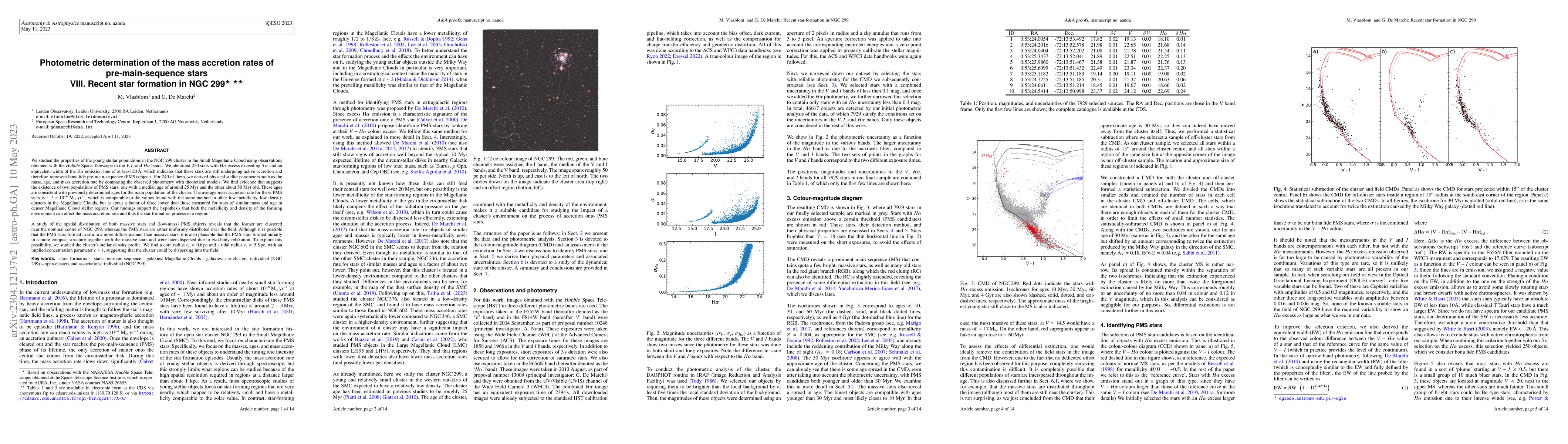 Thumbnail for Photometric determination of the mass accretion rates of
  pre-main-sequence stars. VIII. Recent star formation in NGC 299