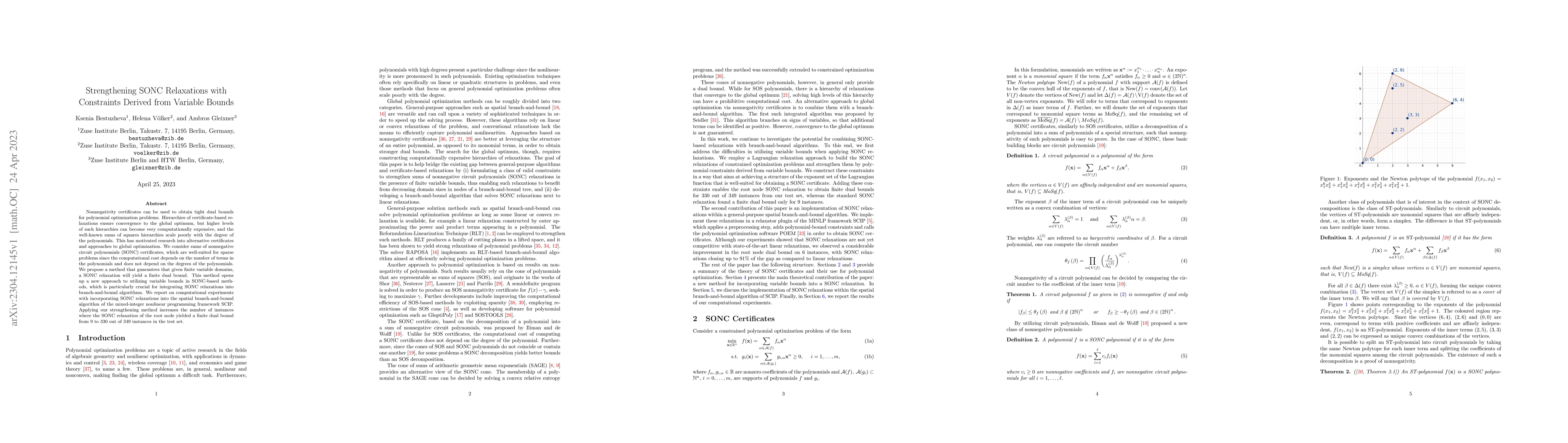 Thumbnail for Strengthening SONC Relaxations with Constraints Derived from Variable
  Bounds