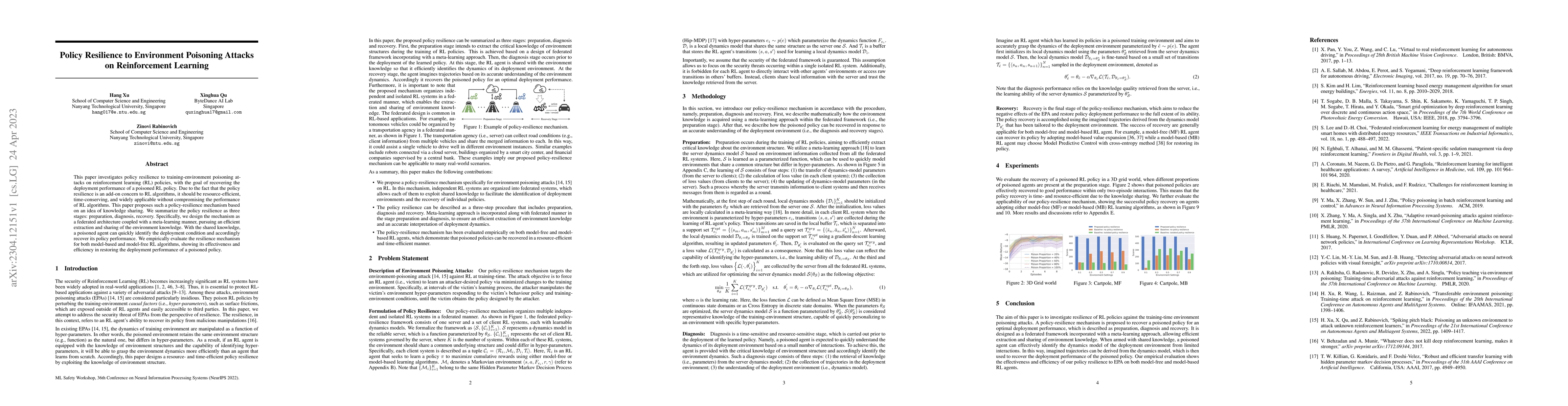 Thumbnail for Policy Resilience to Environment Poisoning Attacks on Reinforcement
  Learning