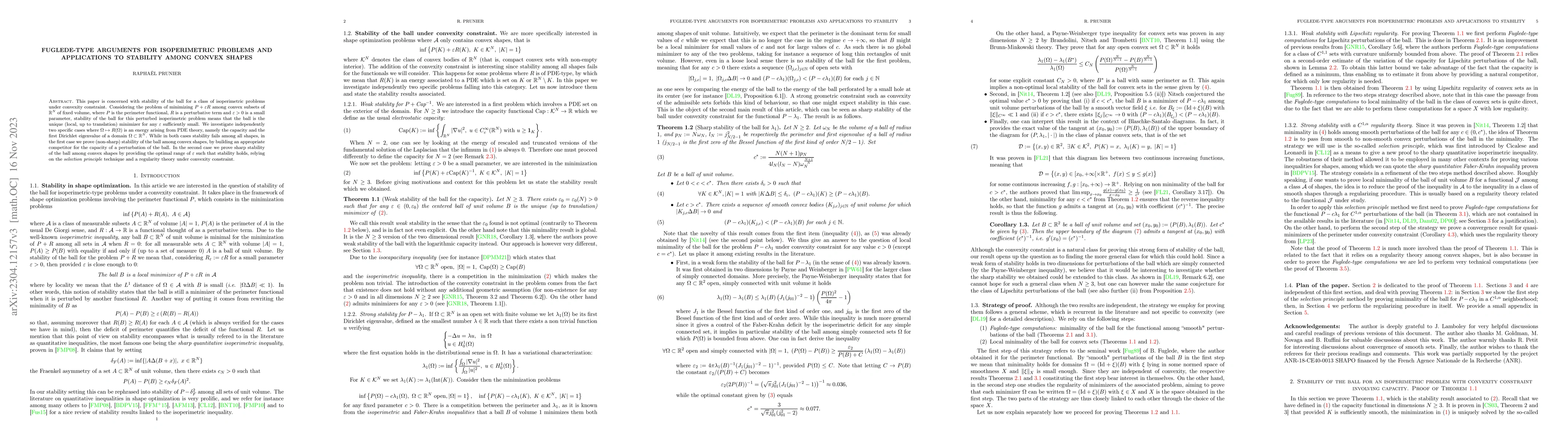 Thumbnail for Fuglede-type arguments for isoperimetric problems and applications to
  stability among convex shapes