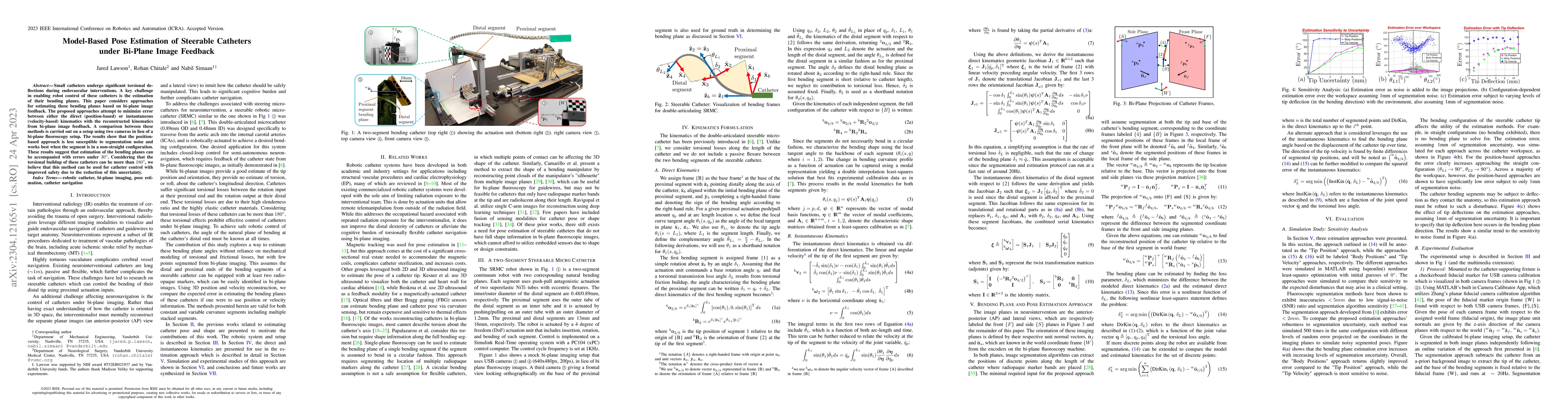 Thumbnail for Model-Based Pose Estimation of Steerable Catheters under Bi-Plane Image
  Feedback