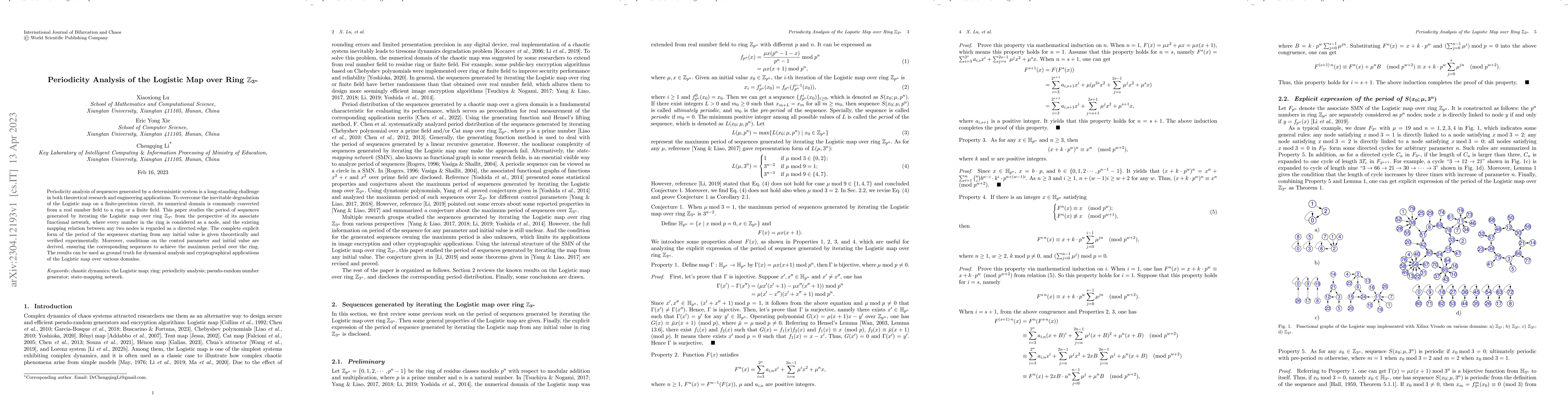 Thumbnail for Periodicity Analysis of the Logistic Map over Ring $\mathbb{Z}_{3^n}$