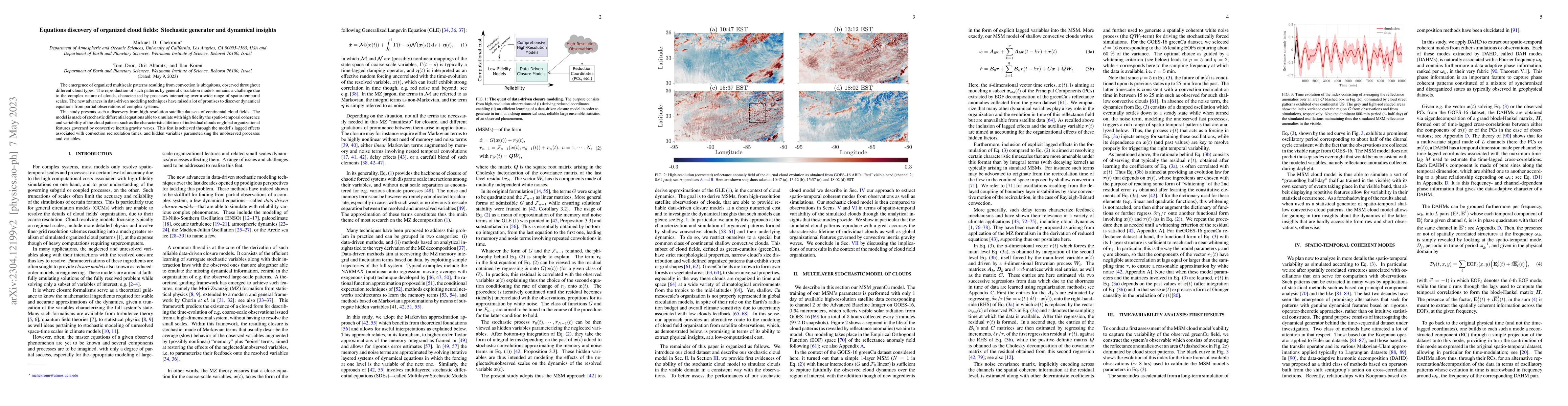 Thumbnail for Equations discovery of organized cloud fields: Stochastic generator and
  dynamical insights