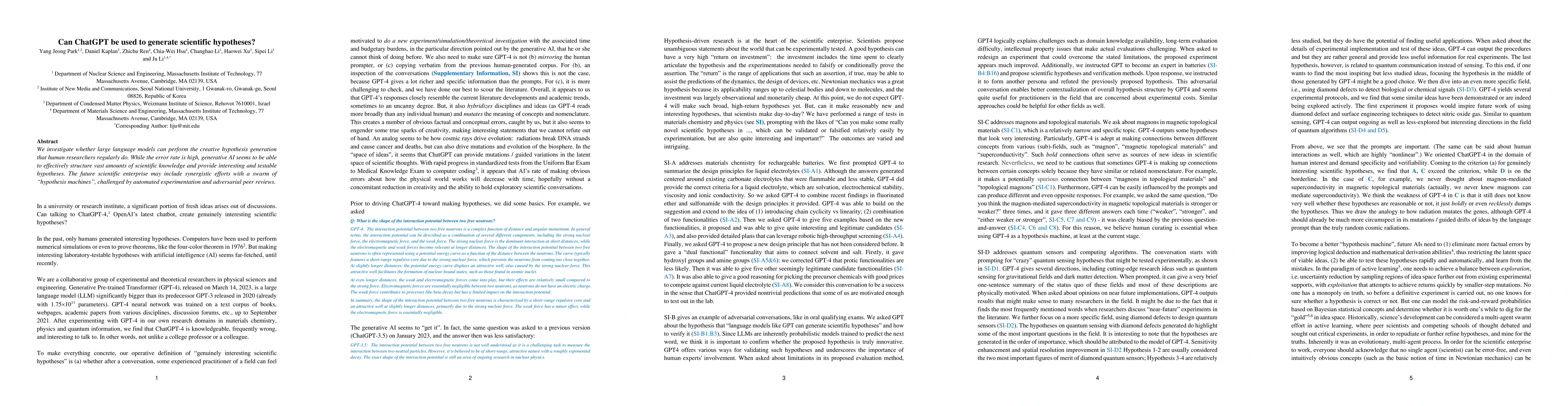 Thumbnail for Can ChatGPT be used to generate scientific hypotheses?