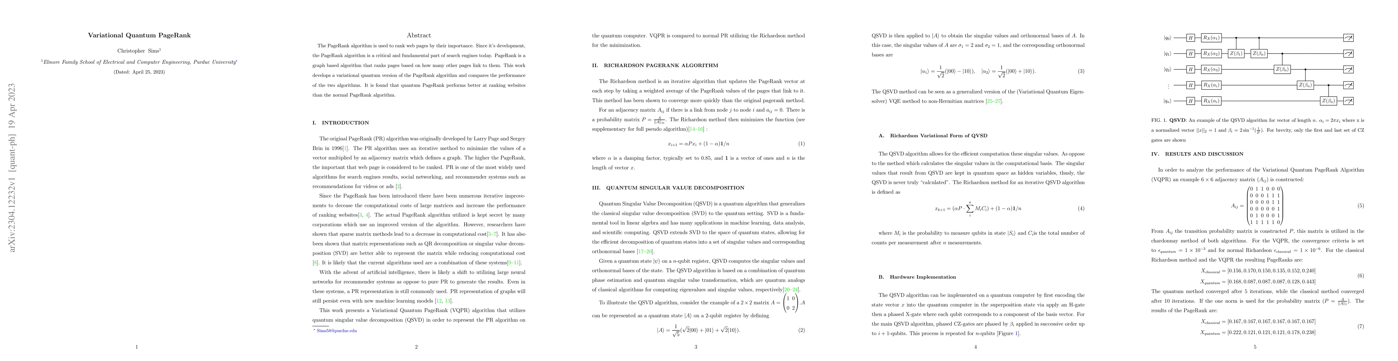 Thumbnail for Variational Quantum PageRank
