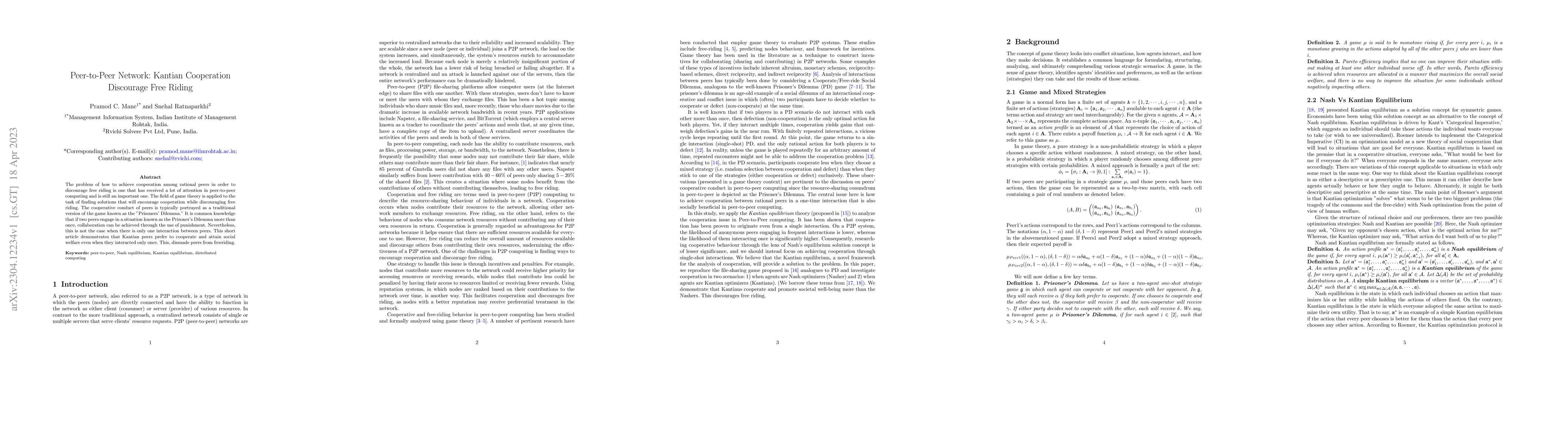 Thumbnail for Peer-to-Peer Network: Kantian Cooperation Discourage Free Riding