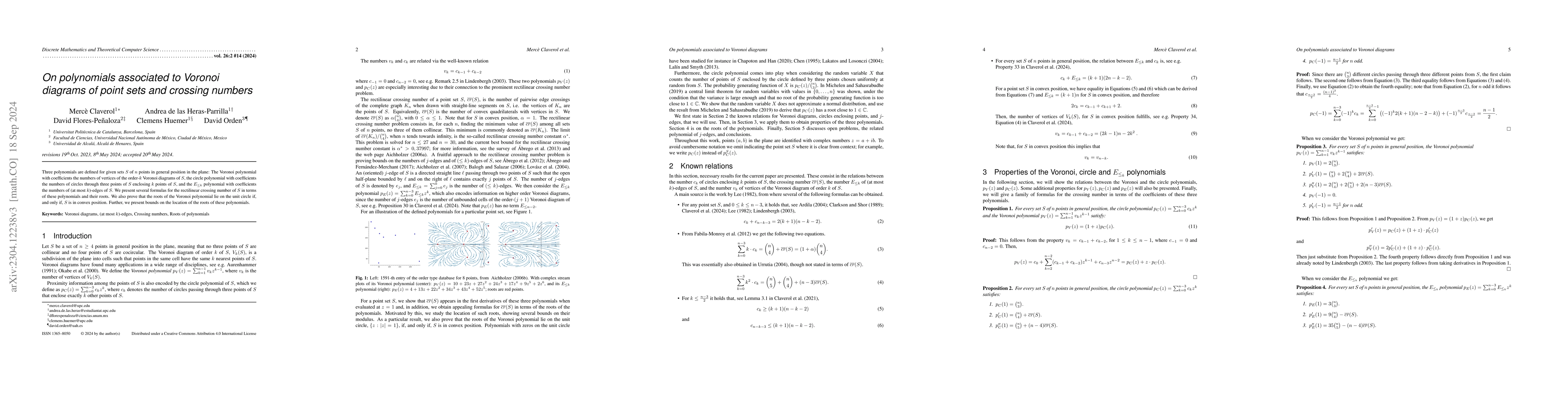 Thumbnail for On polynomials associated to Voronoi diagrams of point sets and crossing
  numbers