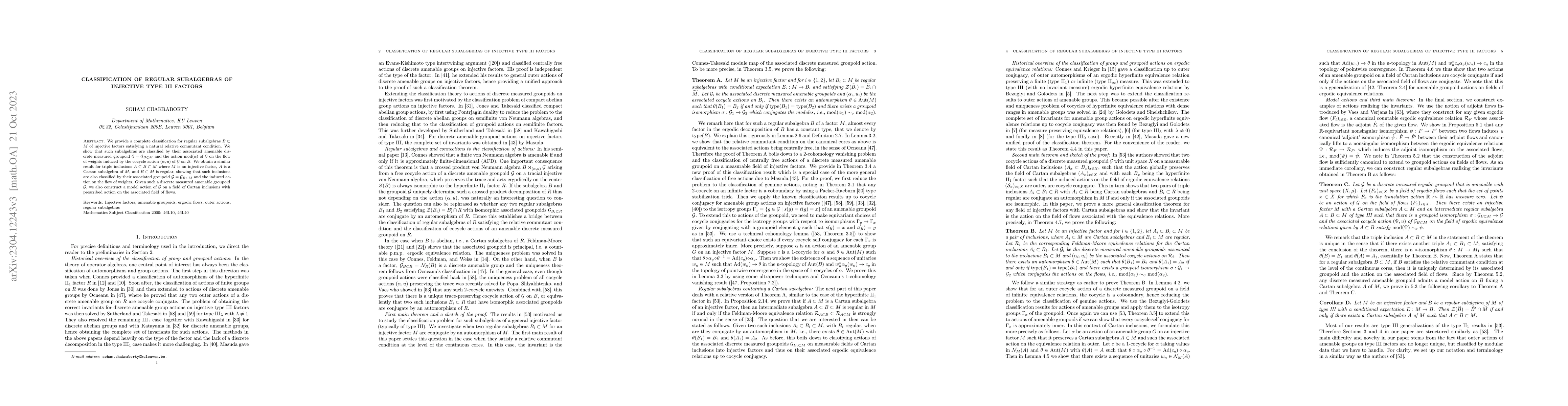 Thumbnail for Classification of regular subalgebras of injective type III factors