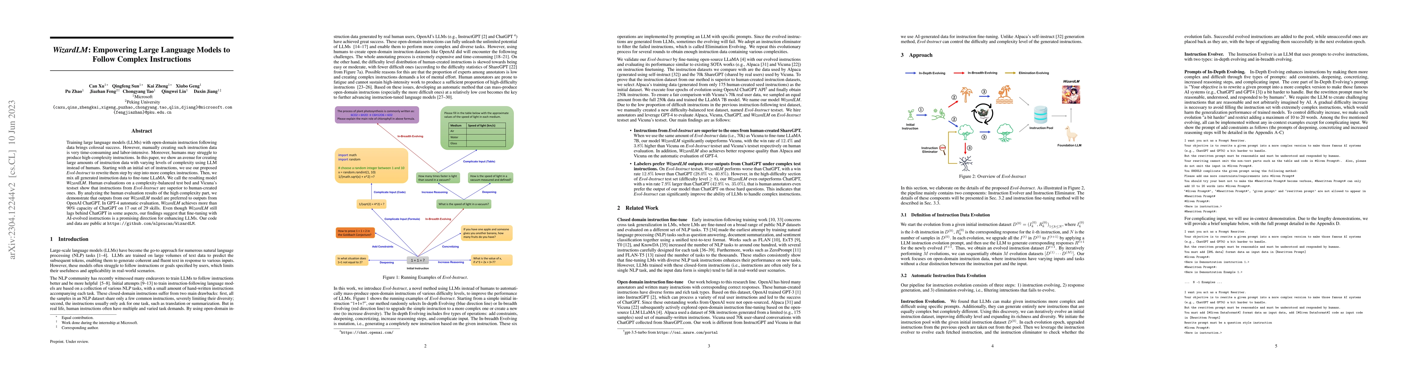 Thumbnail for WizardLM: Empowering Large Language Models to Follow Complex
  Instructions