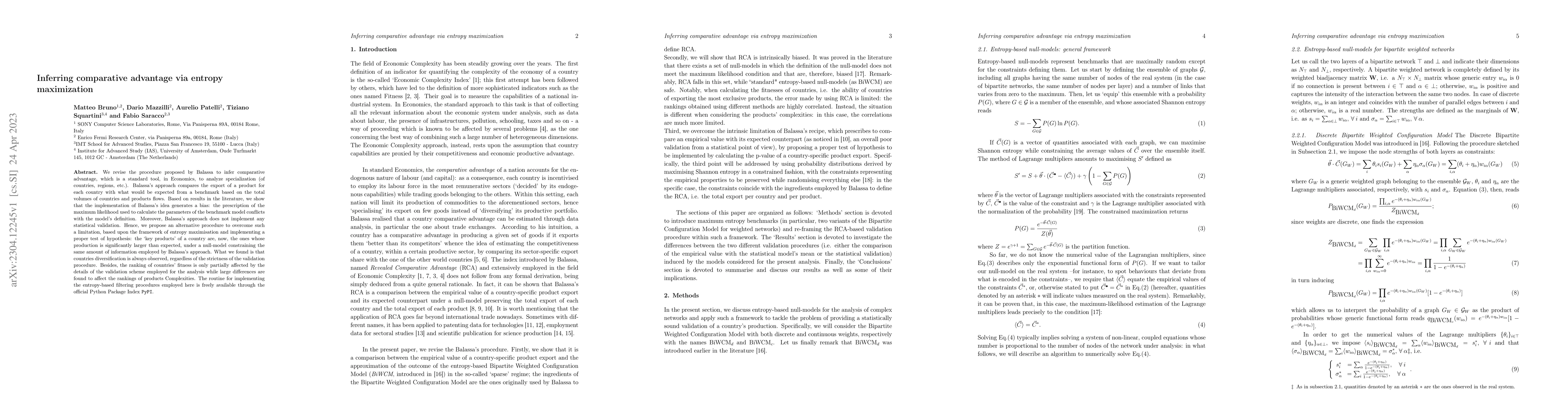 Thumbnail for Inferring comparative advantage via entropy maximization