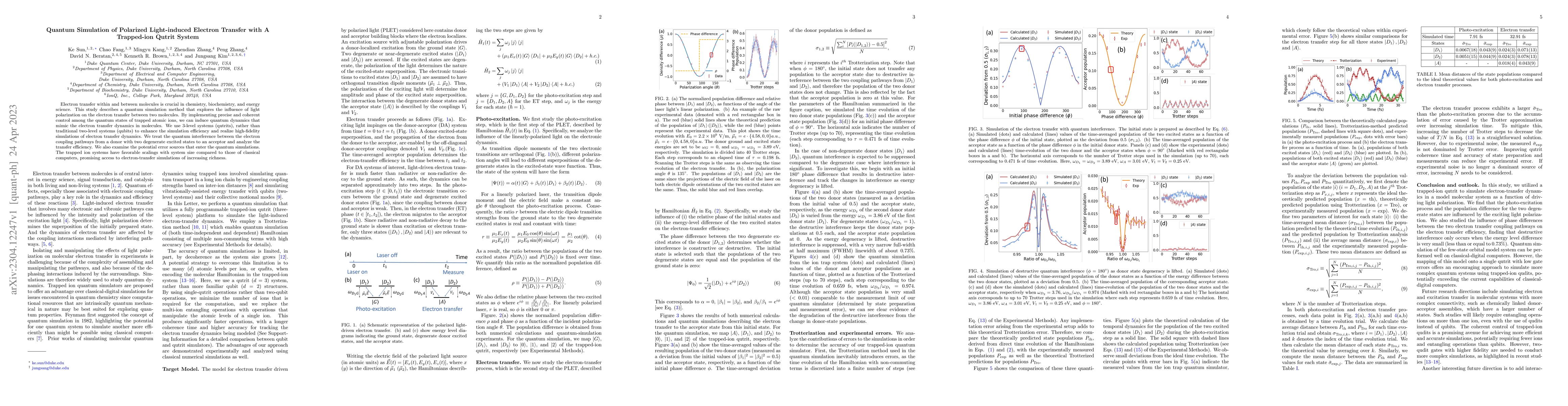 Thumbnail for Quantum Simulation of Polarized Light-induced Electron Transfer with A
  Trapped-ion Qutrit System