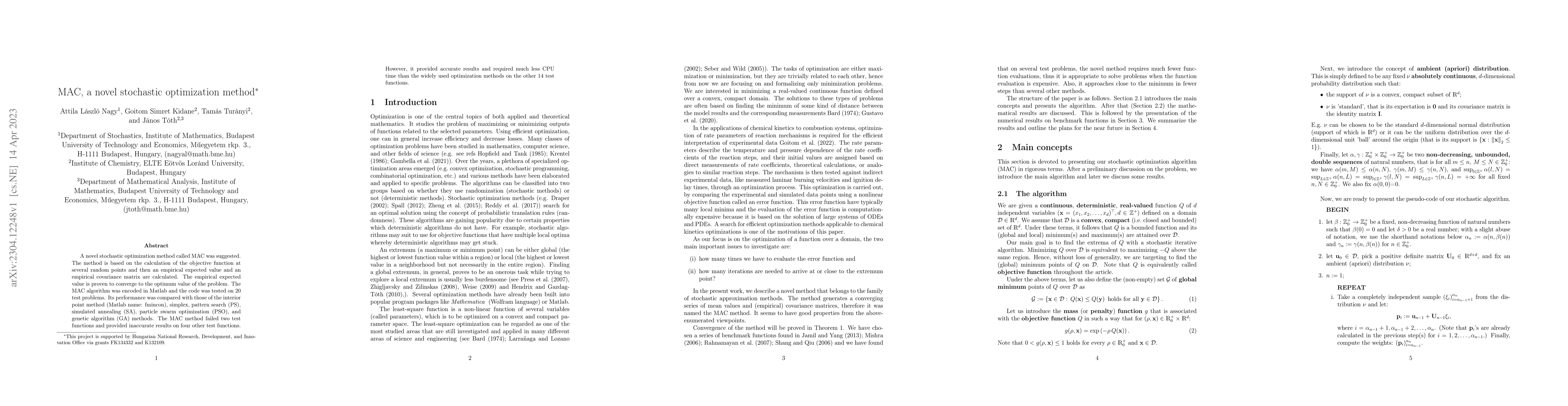 Thumbnail for MAC, a novel stochastic optimization method