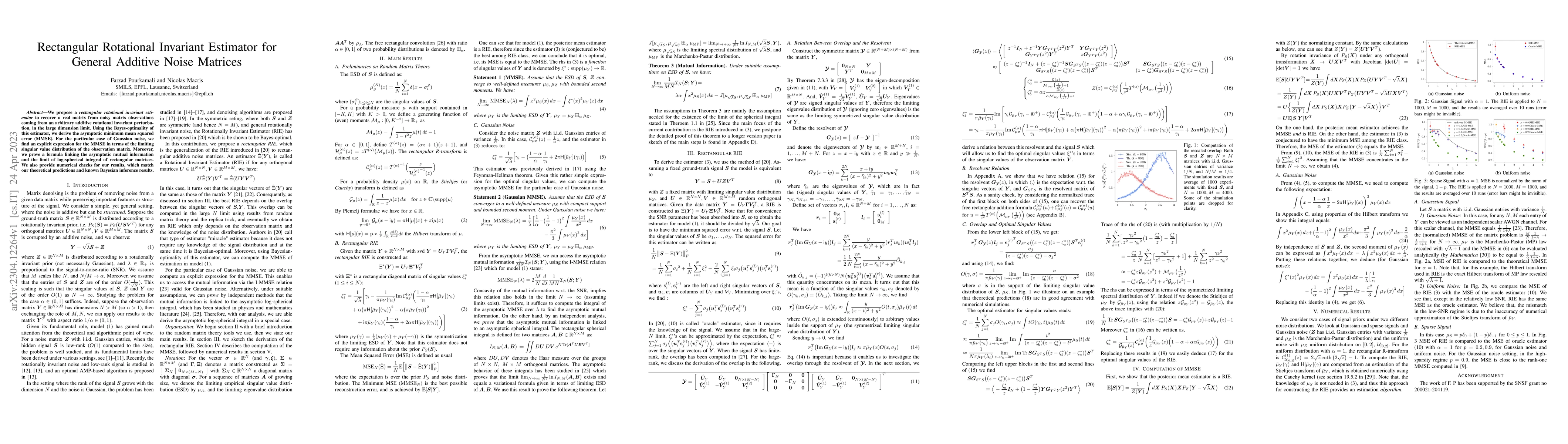 Thumbnail for Rectangular Rotational Invariant Estimator for General Additive Noise
  Matrices