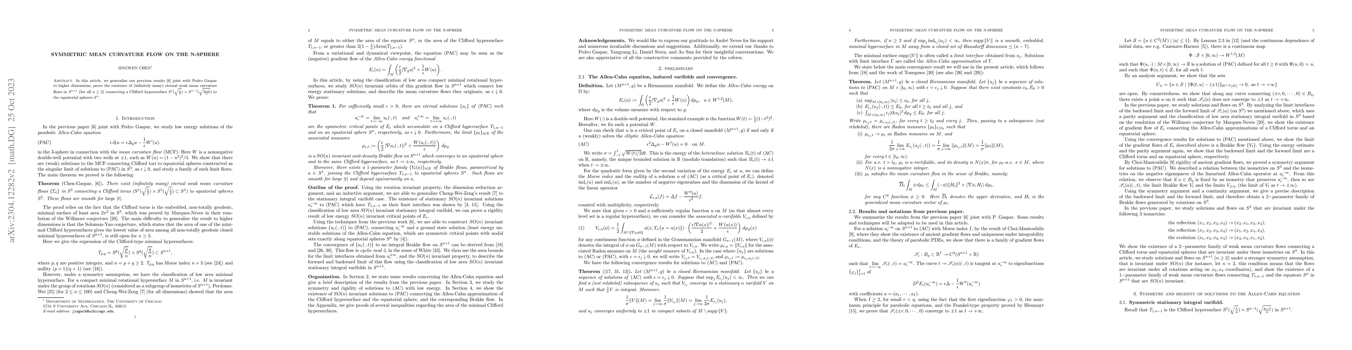 Thumbnail for Symmetric mean curvature flow on the n-sphere