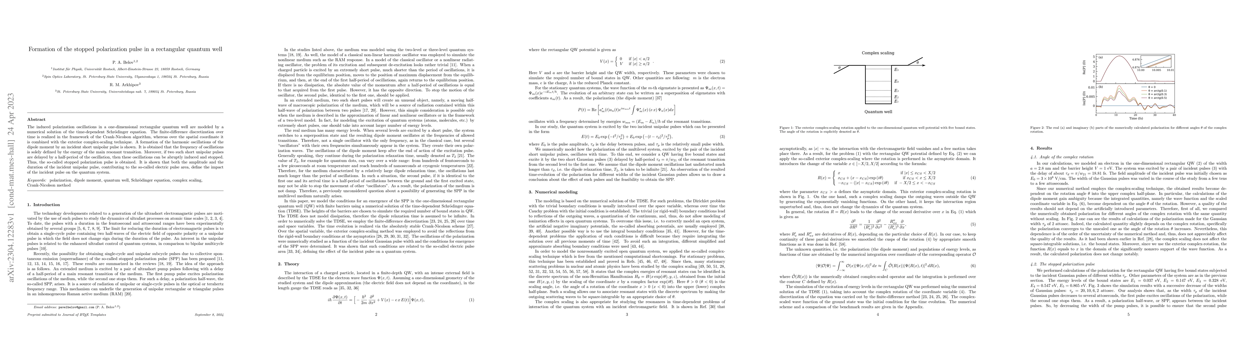 Thumbnail for Formation of the stopped polarization pulse in a rectangular quantum
  well