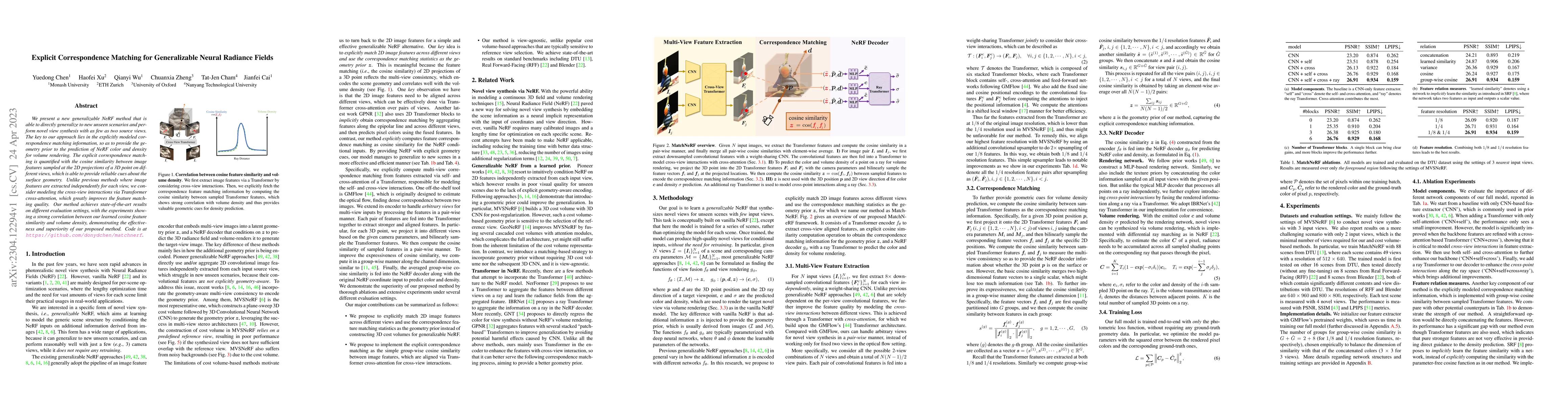 Thumbnail for Explicit Correspondence Matching for Generalizable Neural Radiance
  Fields