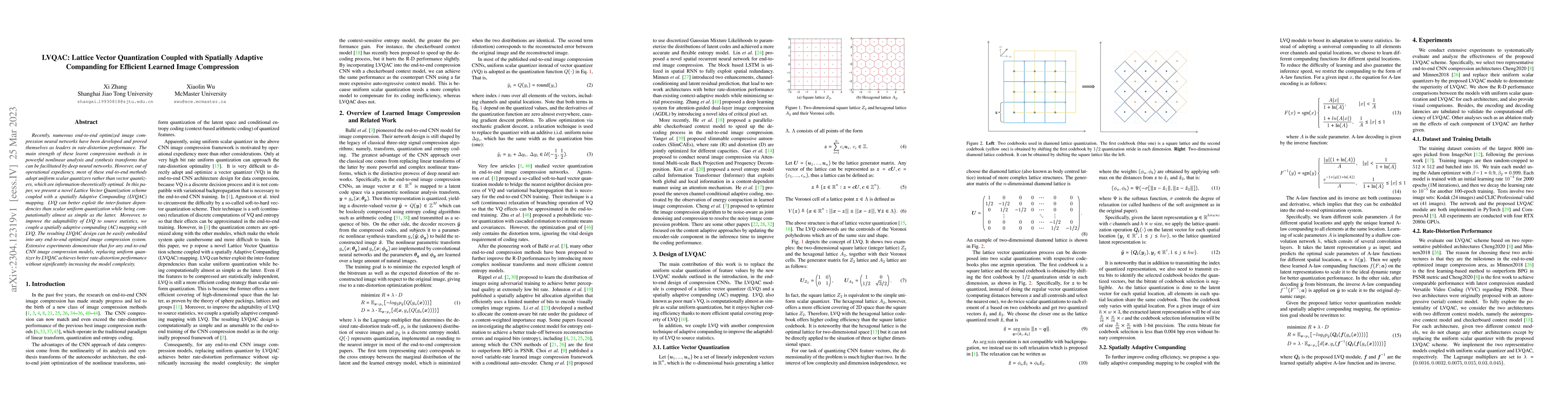 Thumbnail for LVQAC: Lattice Vector Quantization Coupled with Spatially Adaptive
  Companding for Efficient Learned Image Compression