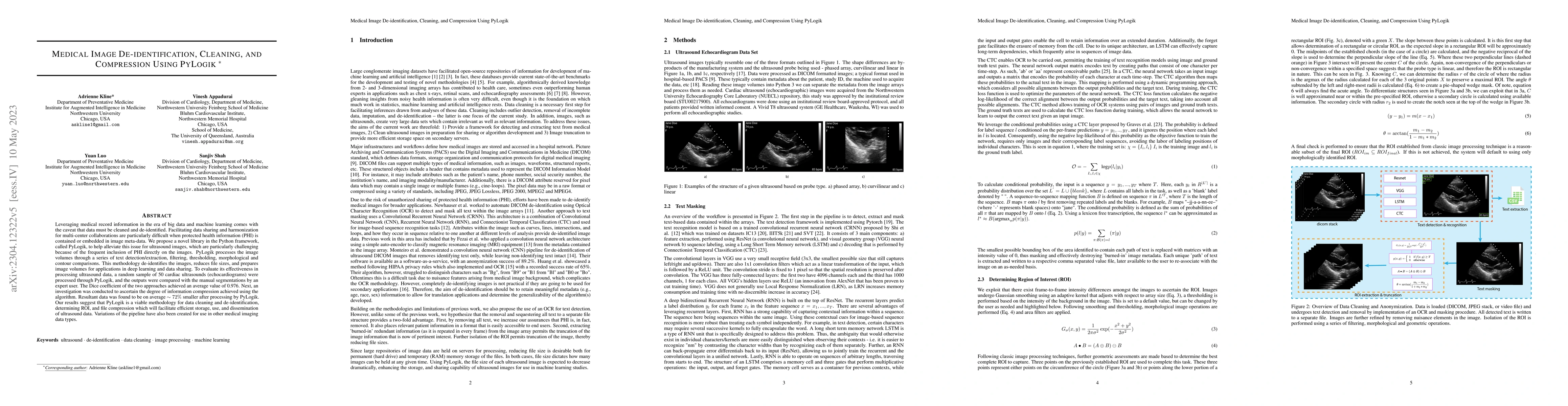 Thumbnail for Medical Image Deidentification, Cleaning and Compression Using Pylogik