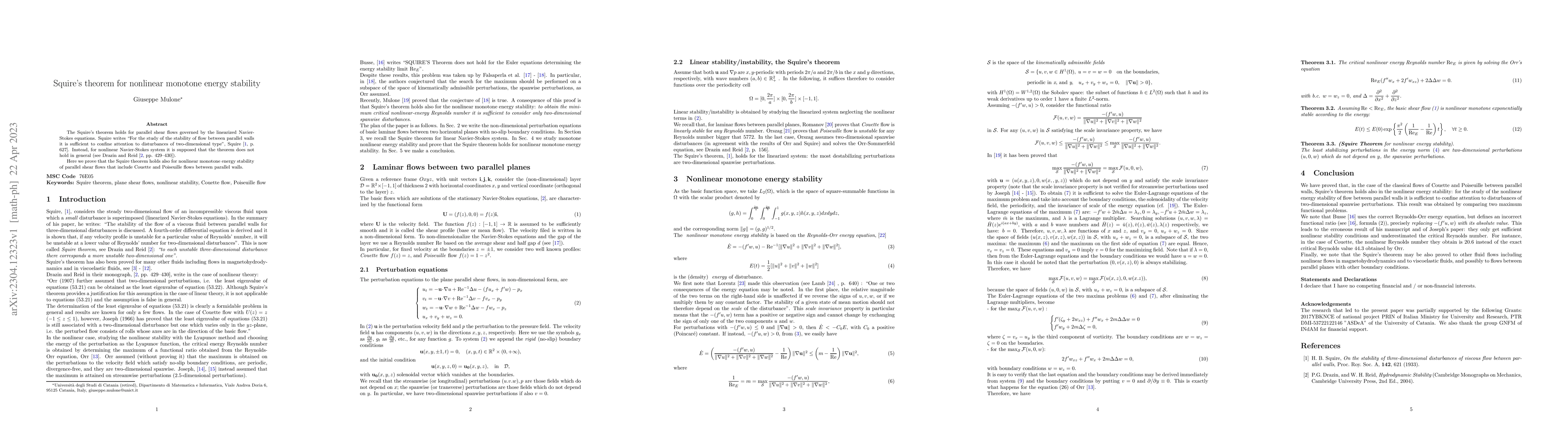 Thumbnail for Squire's theorem for nonlinear monotone energy stability