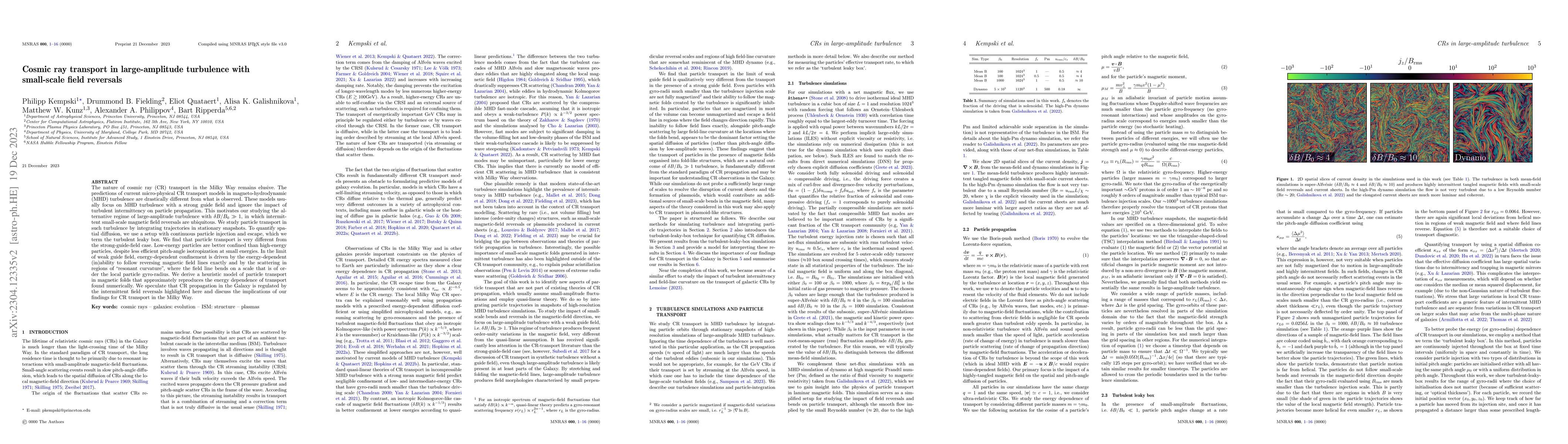 Thumbnail for Cosmic ray transport in large-amplitude turbulence with small-scale
  field reversals