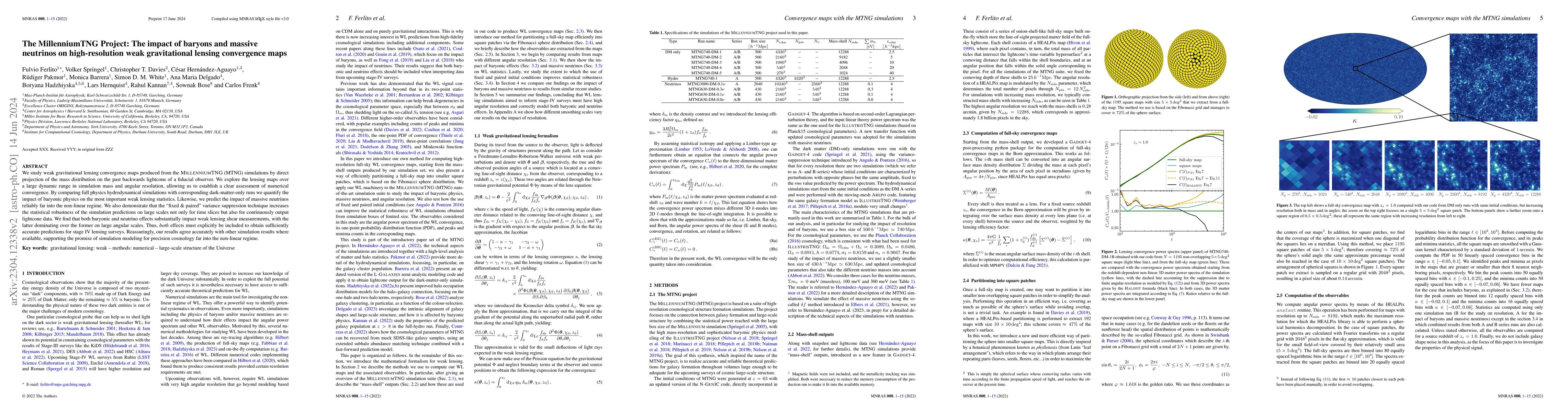 Thumbnail for The MillenniumTNG Project: The impact of baryons and massive neutrinos
  on high-resolution weak gravitational lensing convergence maps