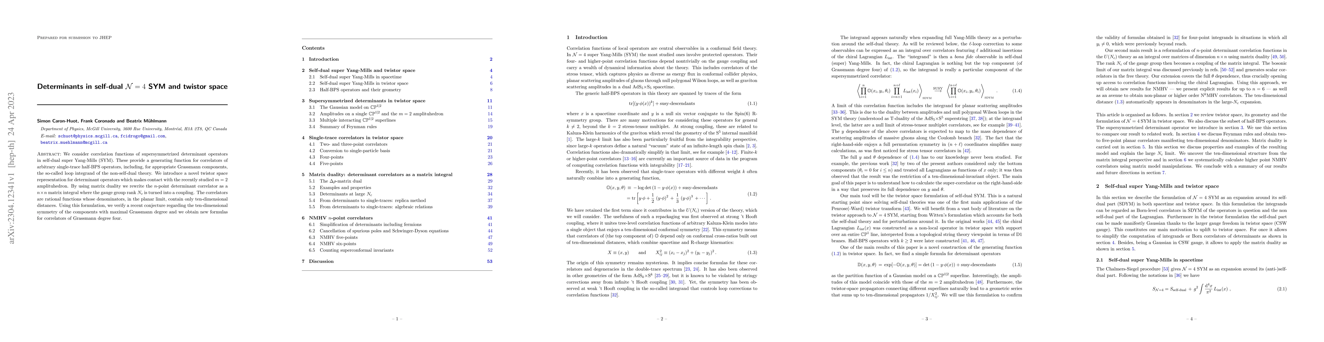Thumbnail for Determinants in self-dual N=4 SYM and twistor space