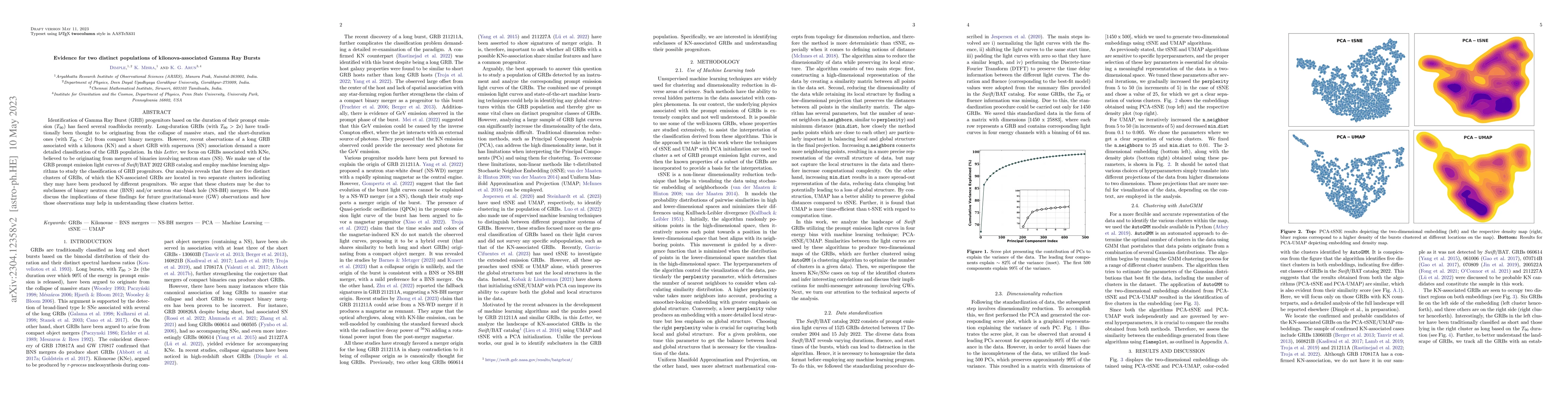 Thumbnail for Evidence for two distinct populations of kilonova-associated Gamma Ray
  Bursts