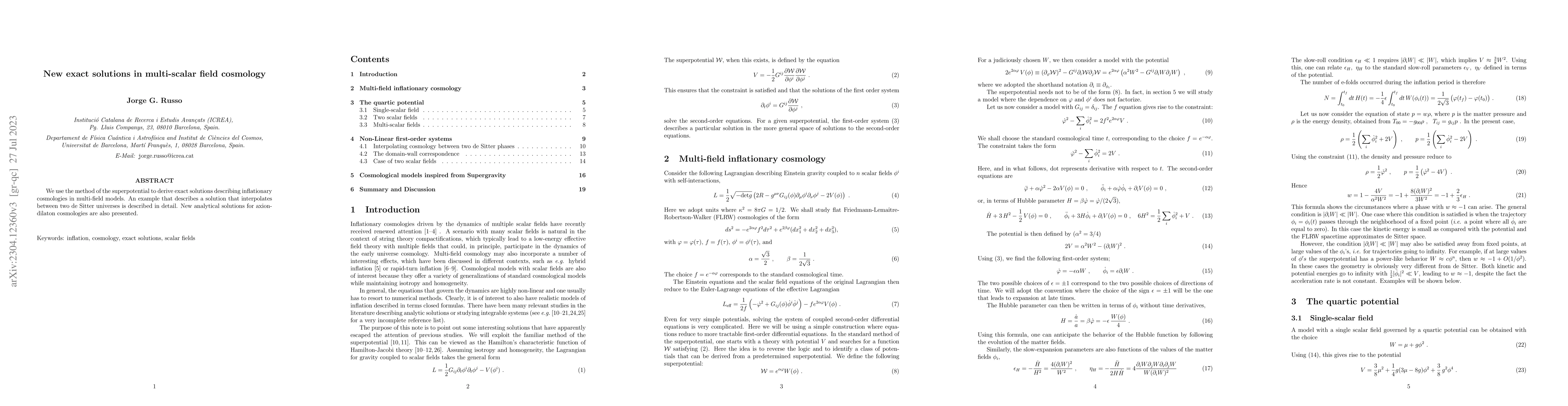Thumbnail for New exact solutions in multi-scalar field cosmology