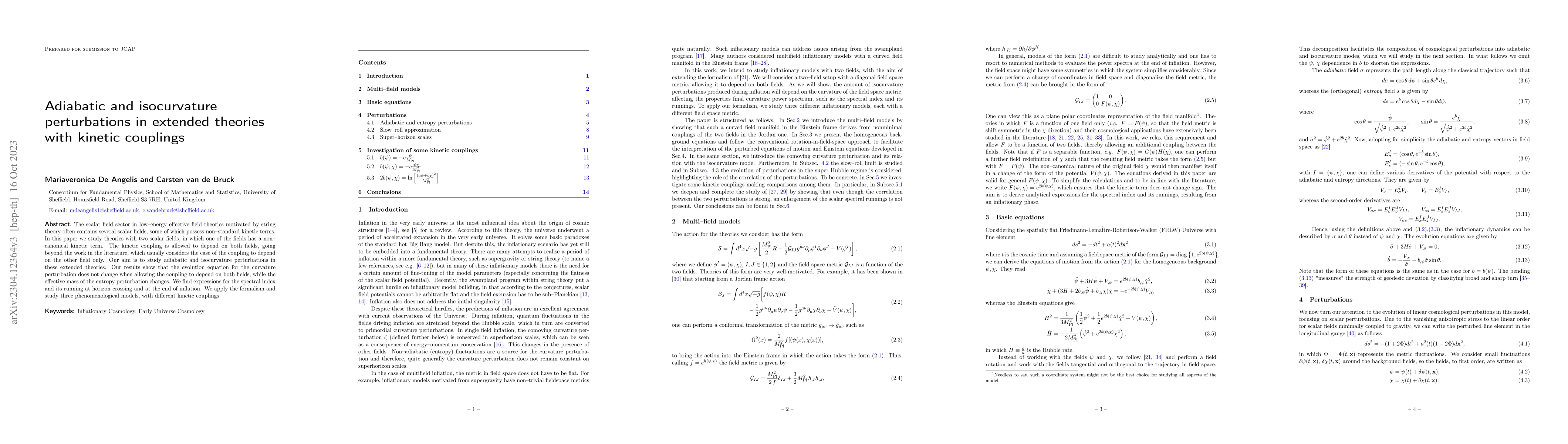 Thumbnail for Adiabatic and isocurvature perturbations in extended theories with
  kinetic couplings