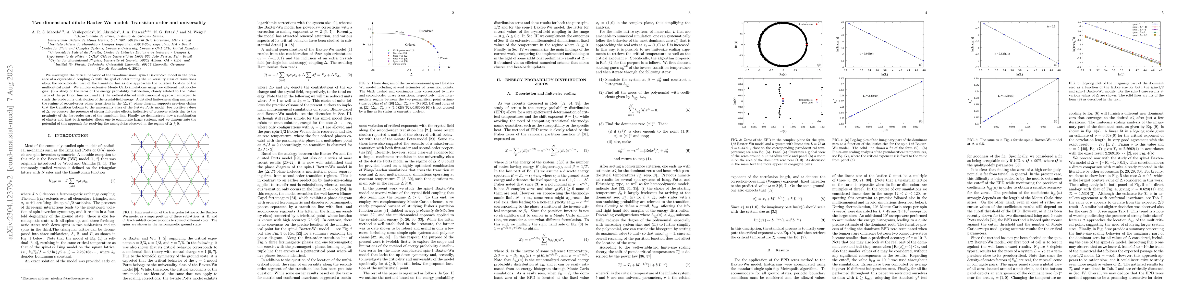 Thumbnail for Two-dimensional dilute Baxter-Wu model: Transition order and
  universality