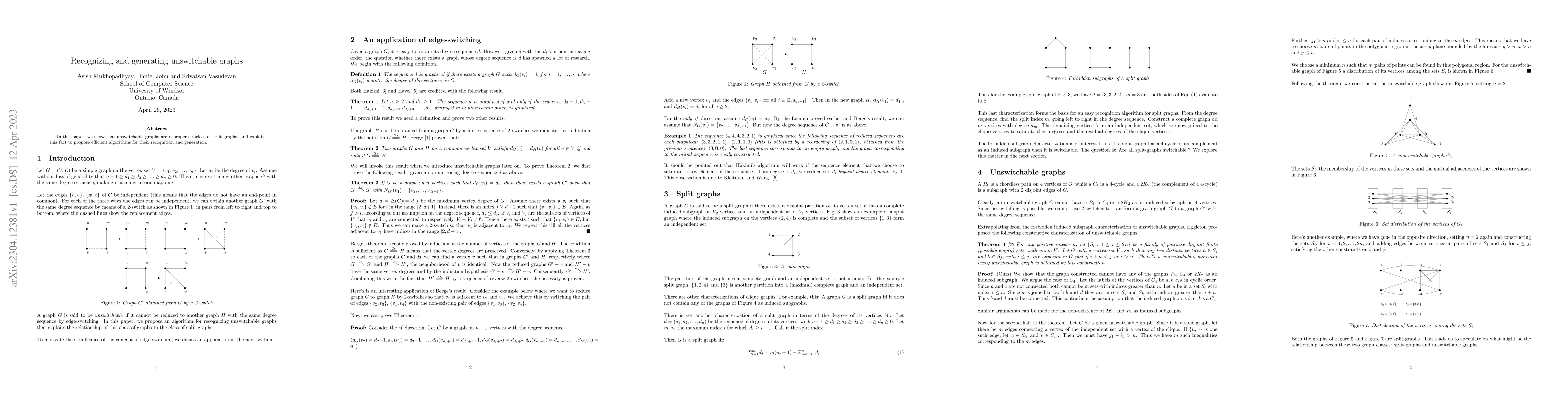 Thumbnail for Recognizing and generating unswitchable graphs