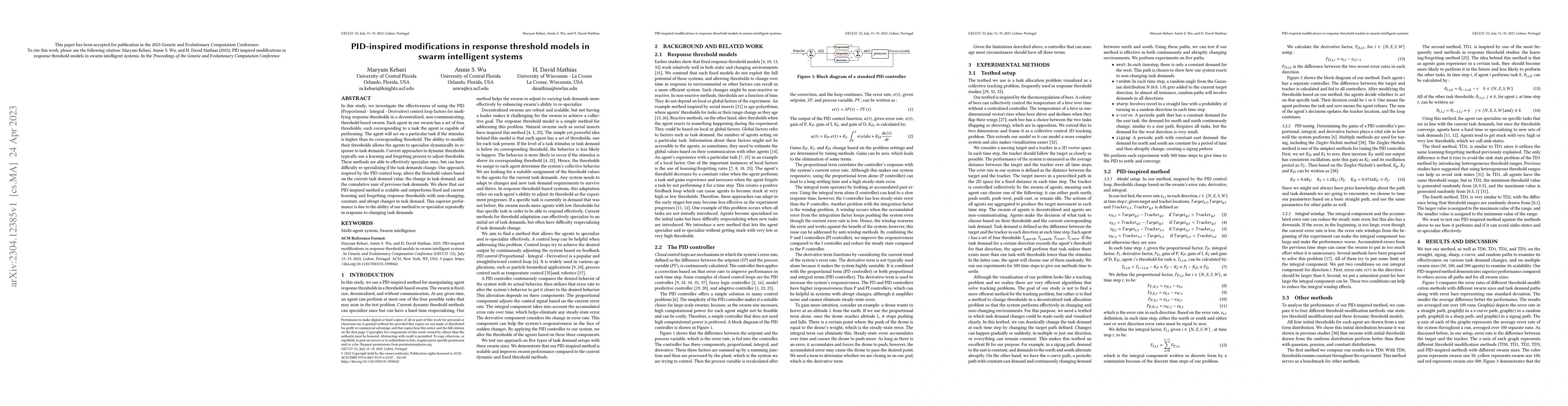 Thumbnail for PID-inspired modifications in response threshold models in swarm
  intelligent systems