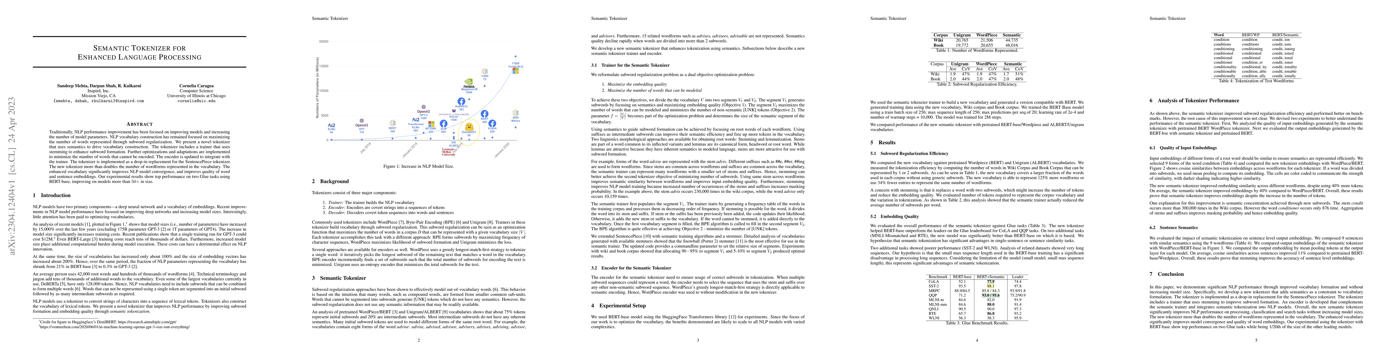 Thumbnail for Semantic Tokenizer for Enhanced Natural Language Processing