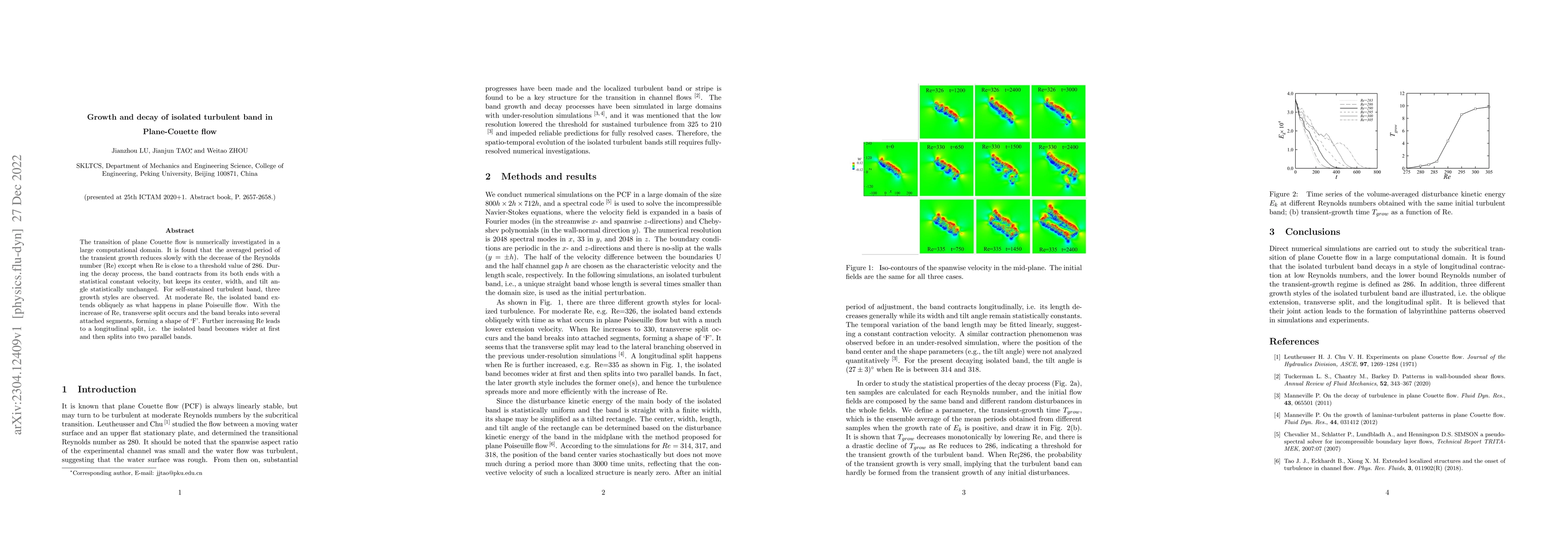 Thumbnail for Growth and decay of isolated turbulent band in Plane-Couette flow