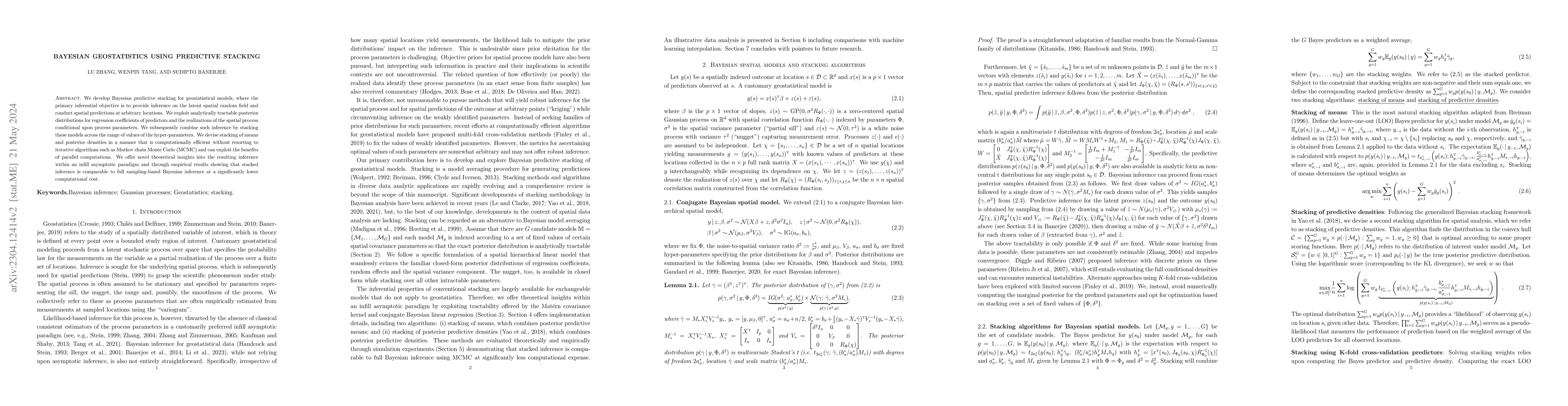 Thumbnail for Bayesian Geostatistics Using Predictive Stacking