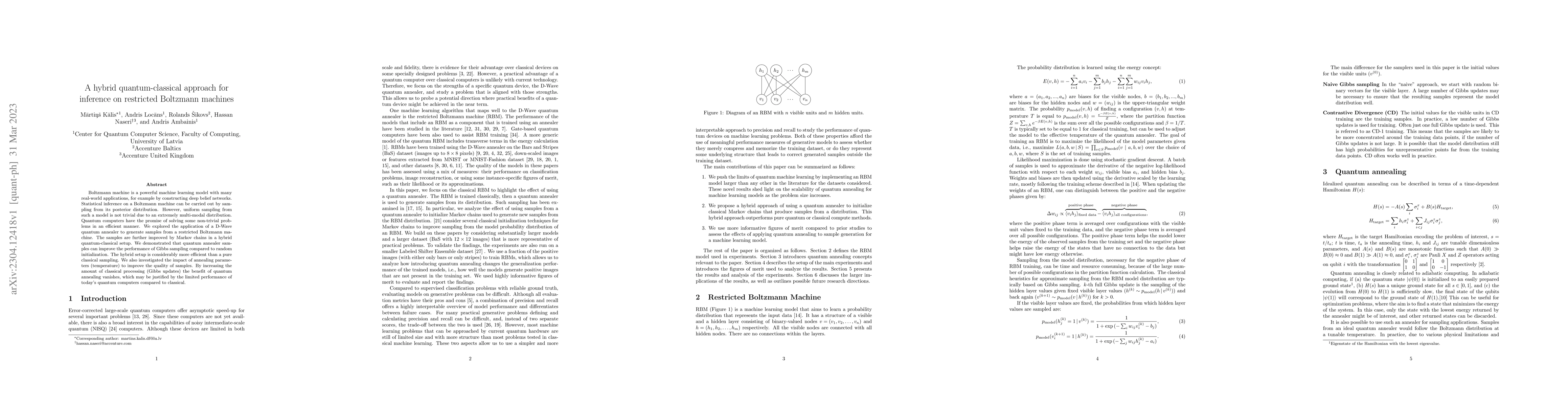 Thumbnail for A hybrid quantum-classical approach for inference on restricted
  Boltzmann machines