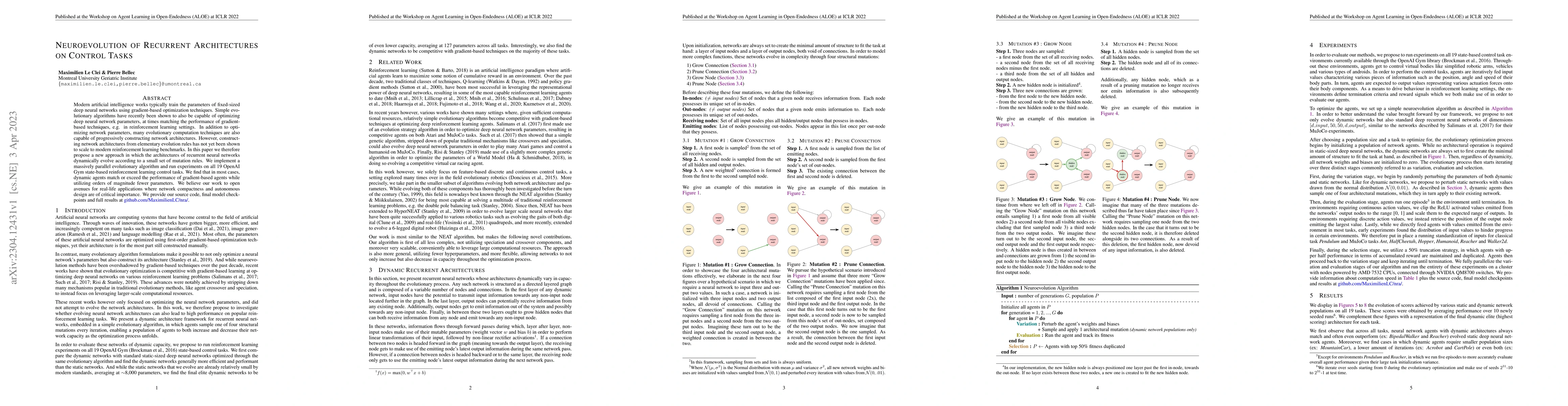 Thumbnail for Neuroevolution of Recurrent Architectures on Control Tasks