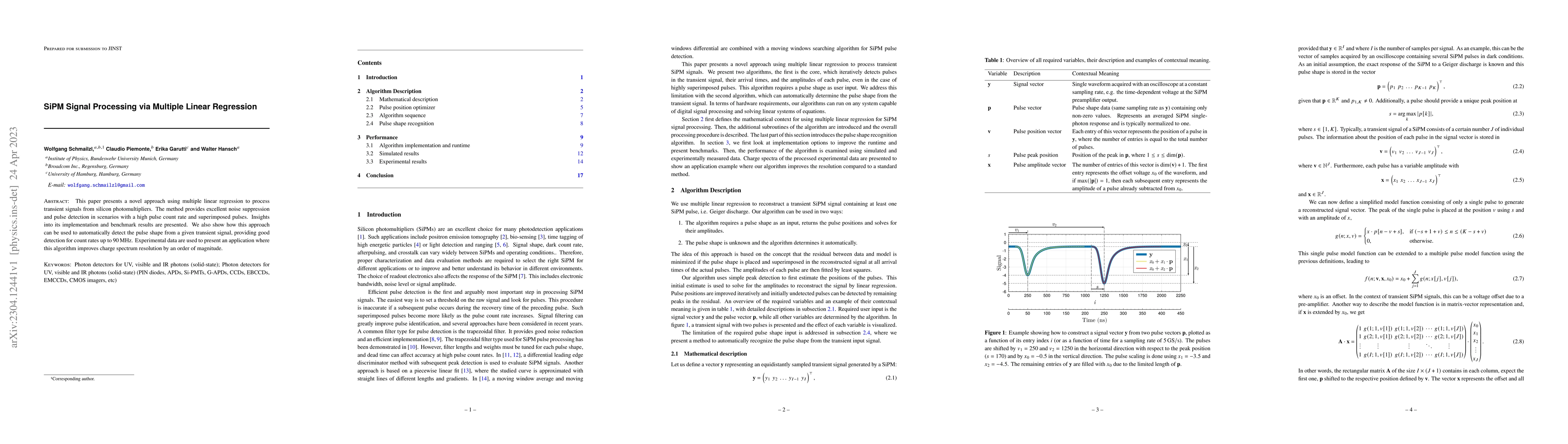 Thumbnail for SiPM Signal Processing via Multiple Linear Regression