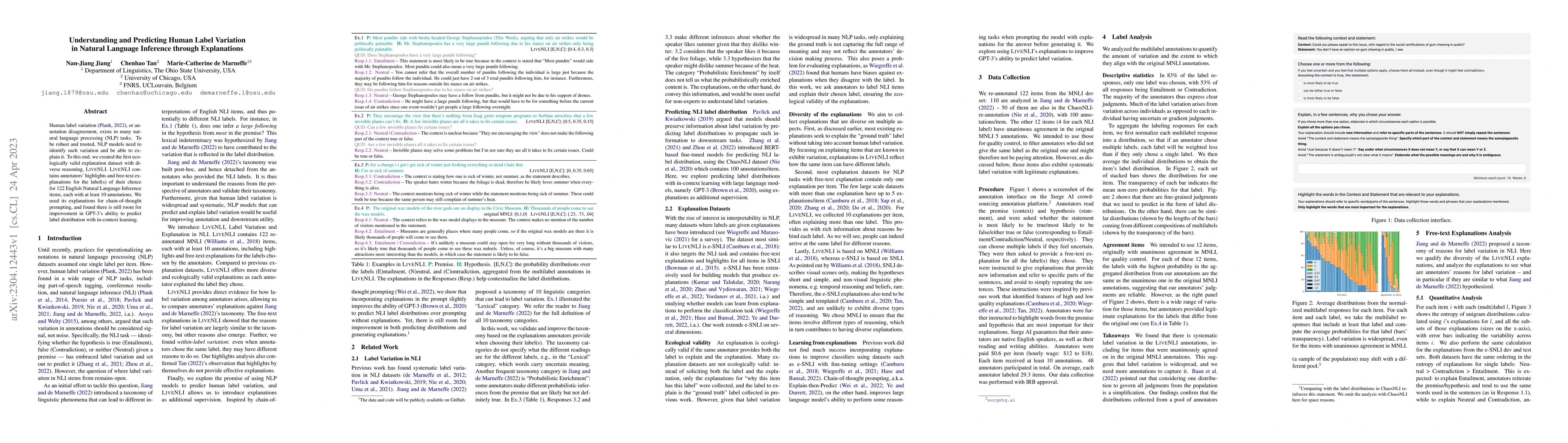 Thumbnail for Understanding and Predicting Human Label Variation in Natural Language
  Inference through Explanation