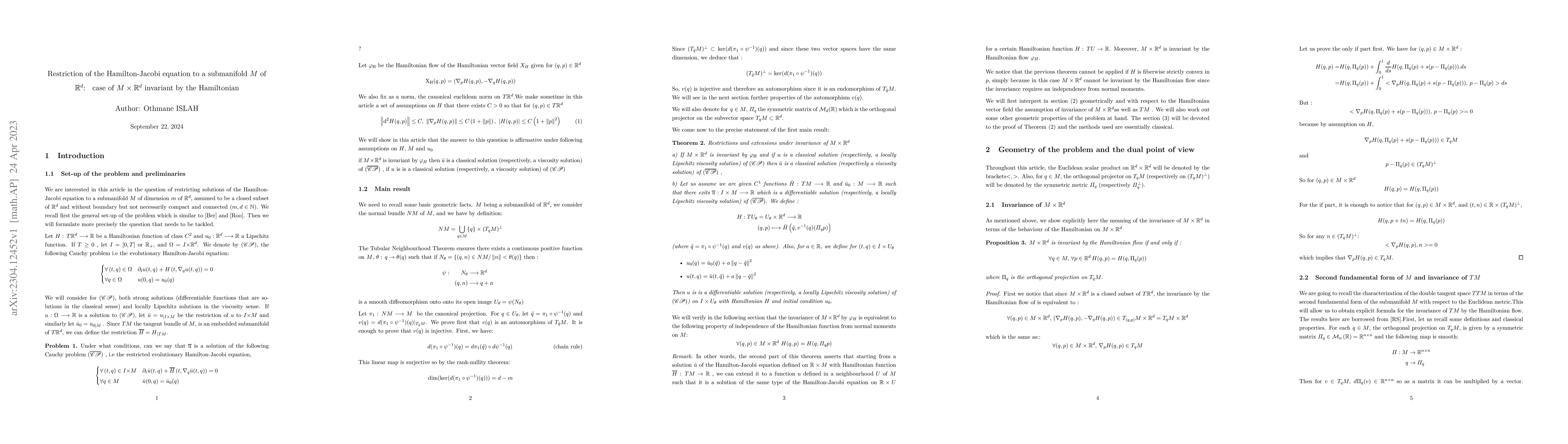 Thumbnail for Restriction of viscosity solutions of the Hamilton-Jacobi equation to a
  submanifold M of \mathbb{R}^{d}