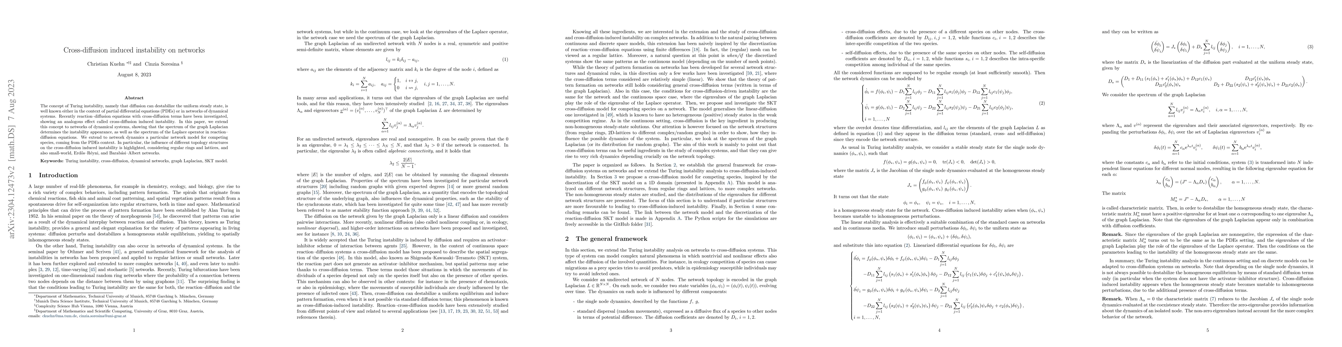 Thumbnail for Cross-diffusion induced instability on networks