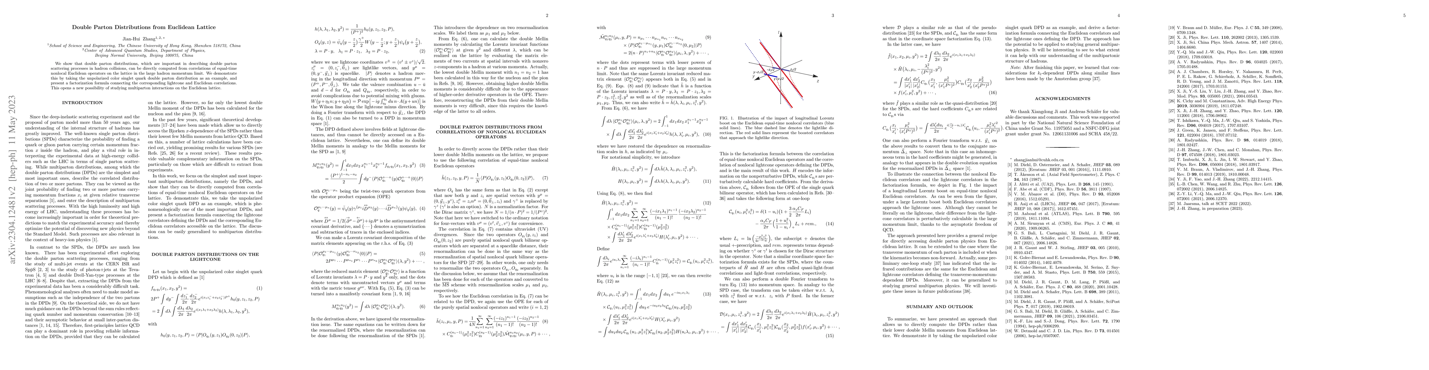 Thumbnail for Double Parton Distributions from Euclidean Lattice