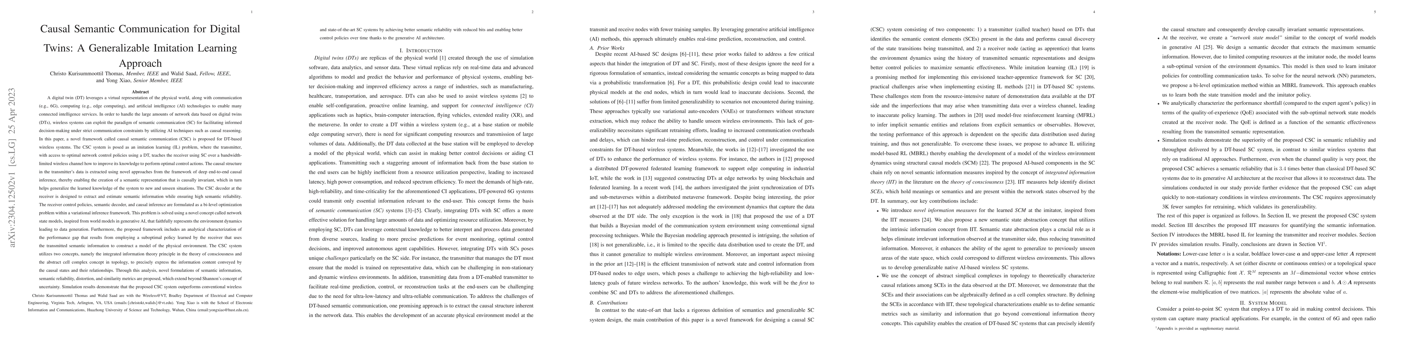 Thumbnail for Causal Semantic Communication for Digital Twins: A Generalizable
  Imitation Learning Approach