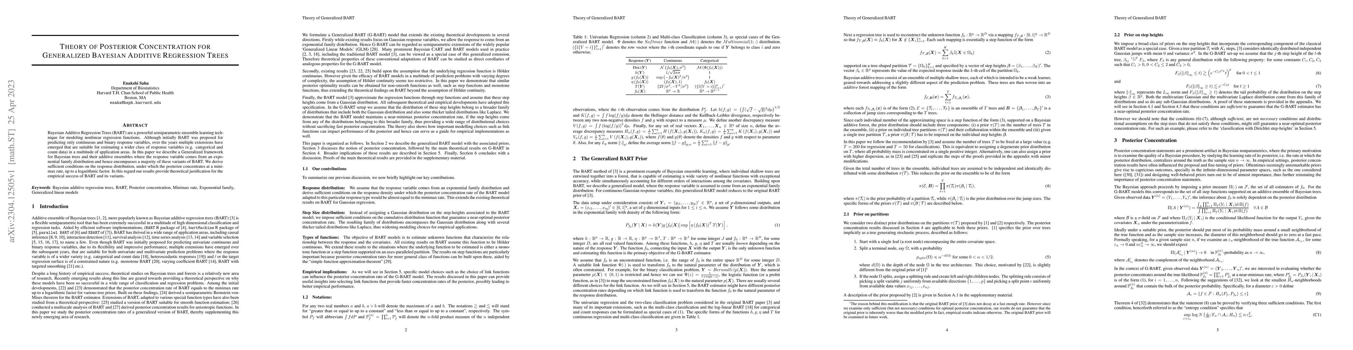 Thumbnail for Theory of Posterior Concentration for Generalized Bayesian Additive
  Regression Trees