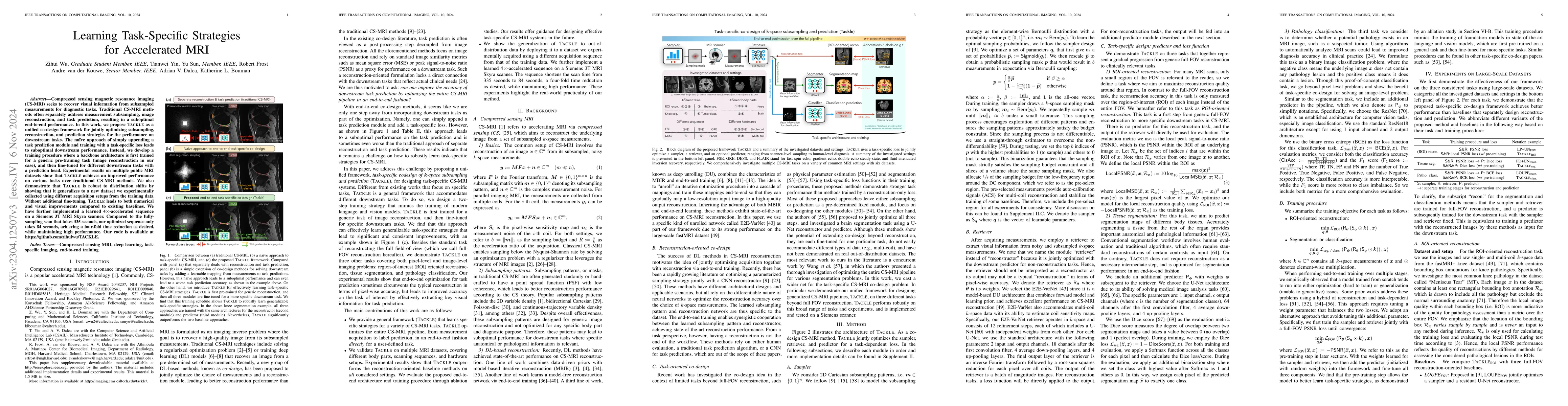 Thumbnail for Learning Task-Specific Strategies for Accelerated MRI