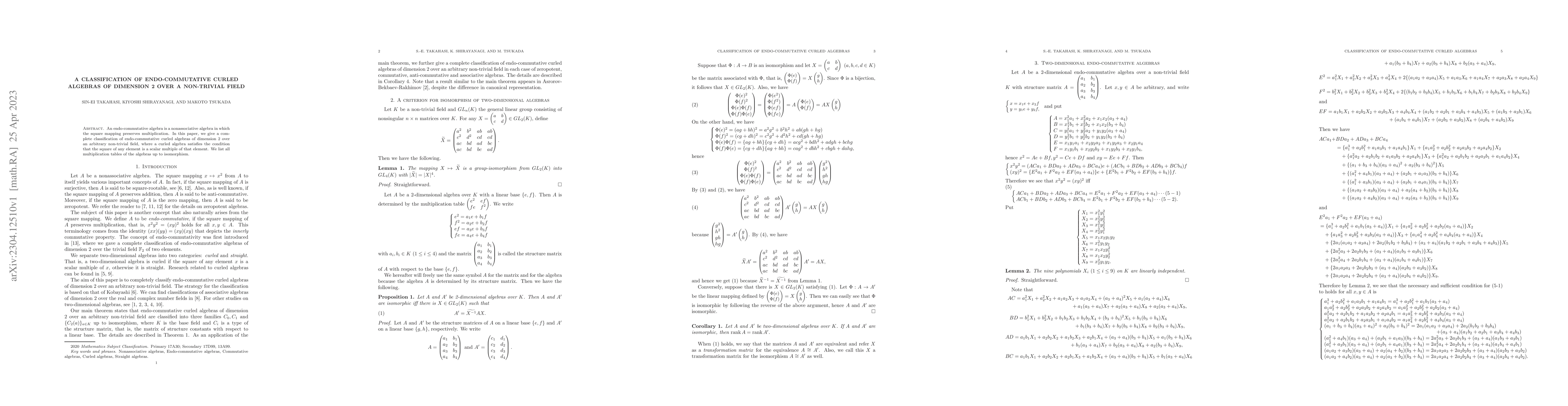 Thumbnail for A classification of endo-commutative curled algebras of dimension 2 over
  a non-trivial field