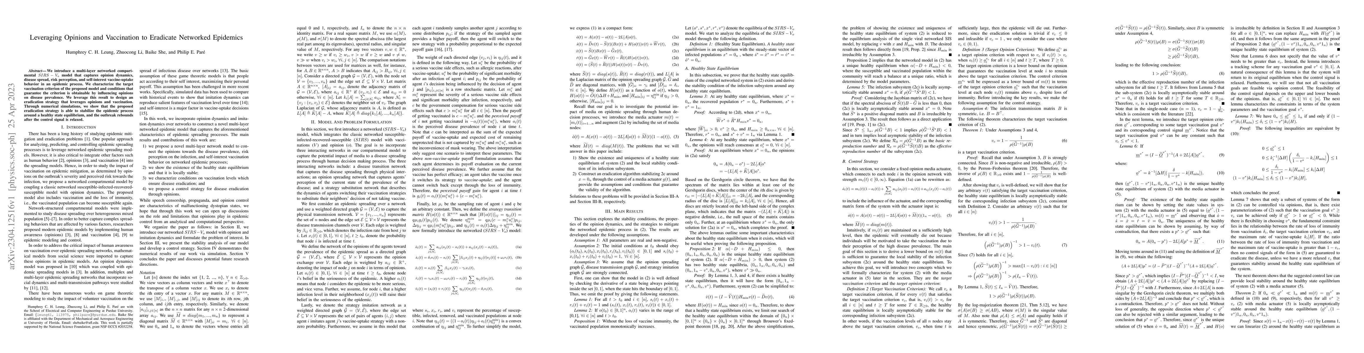 Thumbnail for Leveraging Opinions and Vaccination to Eradicate Networked Epidemics