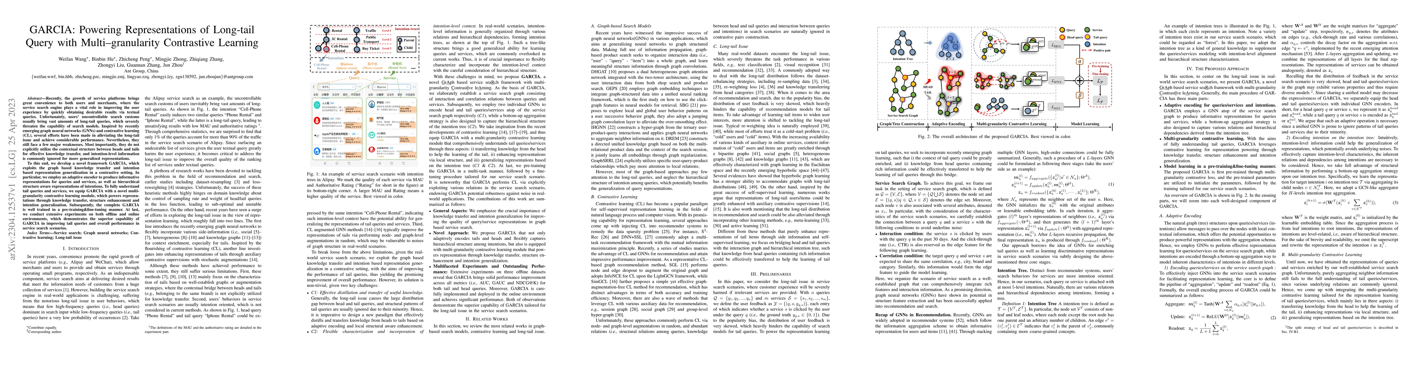 Thumbnail for GARCIA: Powering Representations of Long-tail Query with
  Multi-granularity Contrastive Learning