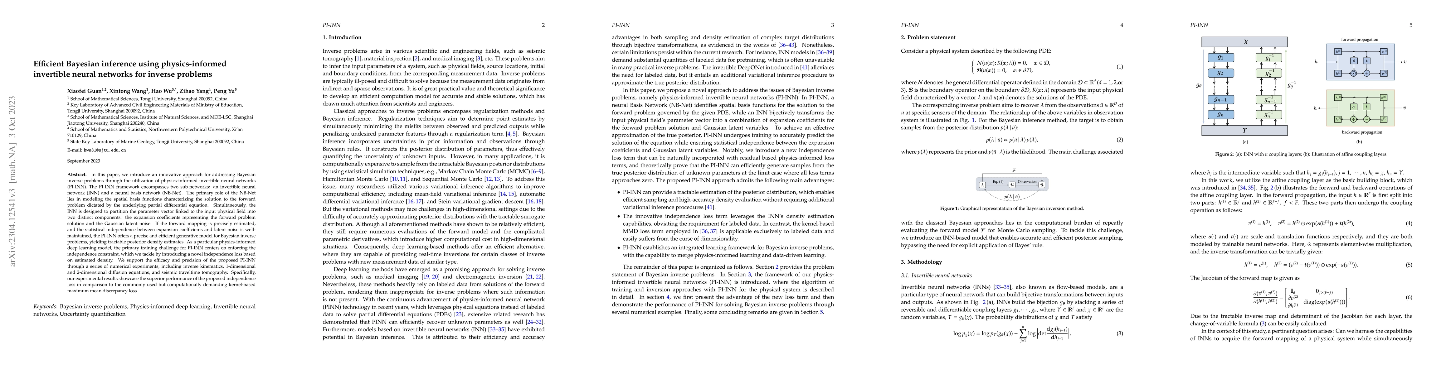 Thumbnail for Efficient Bayesian inference using physics-informed invertible neural
  networks for inverse problems